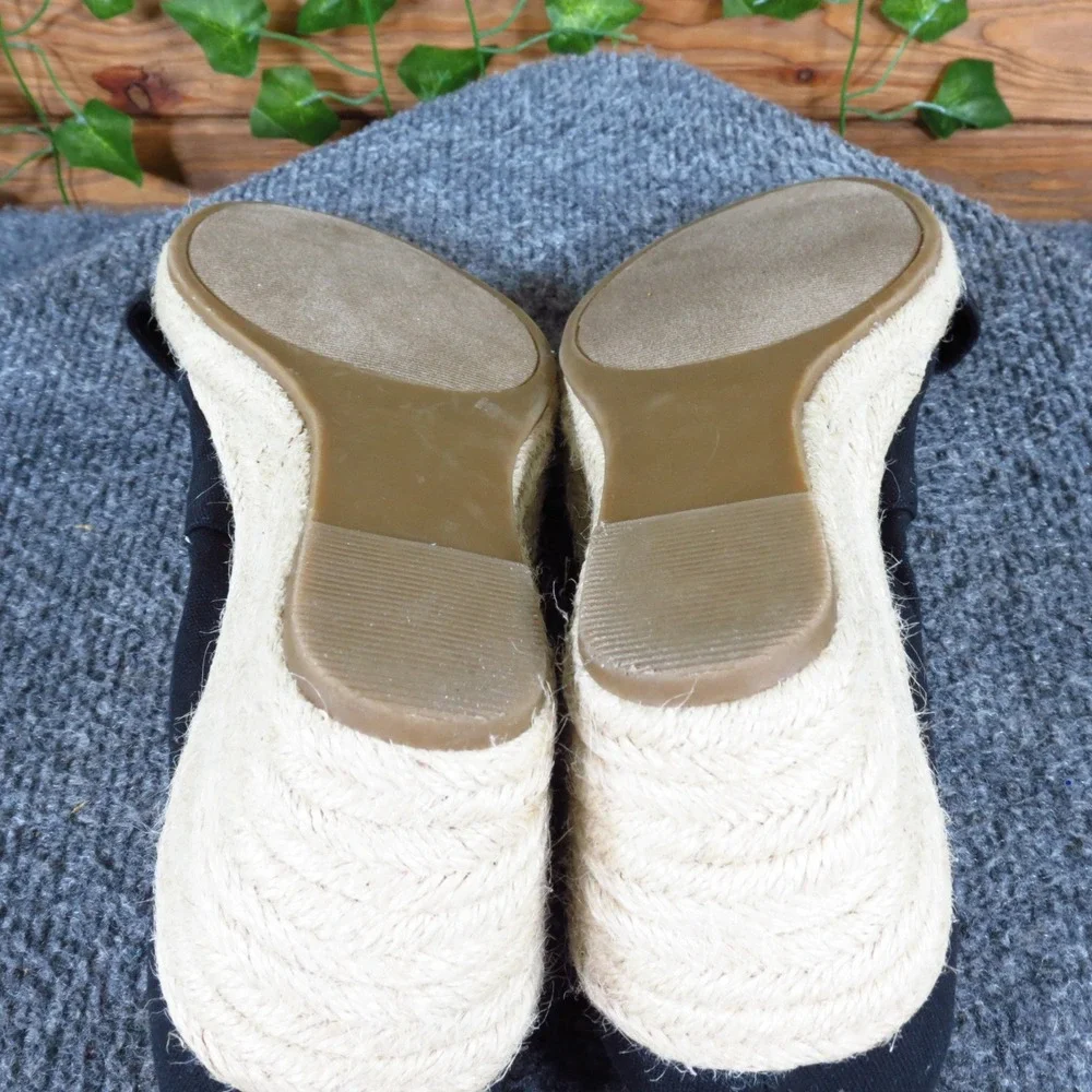 GNWflex Sandra Women Espadrille Wedge Sandals Size 10M Summer Black Fabric